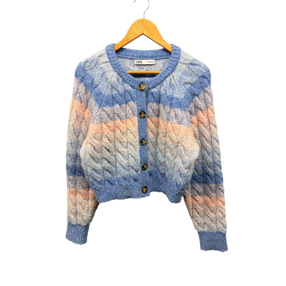 Zara Multicolor Cable Knit Cardigan